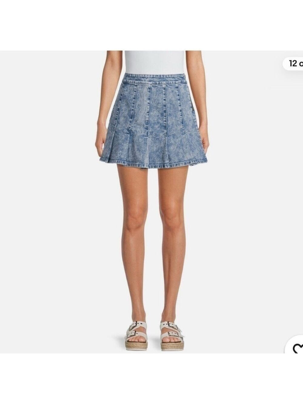 No Boundaries Juniors' Denim Pleated Skirt